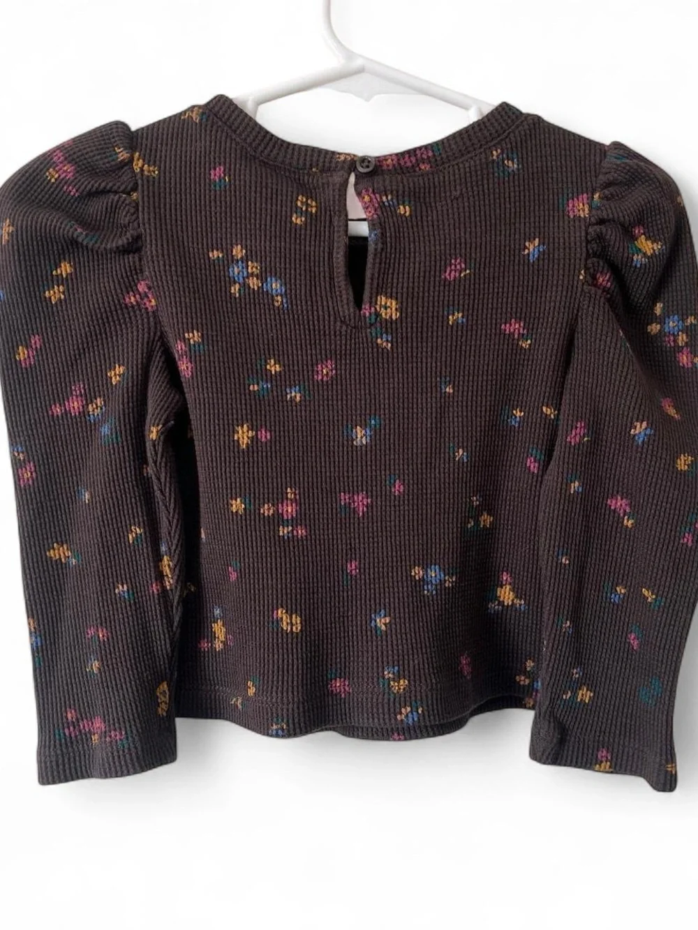18-24M Girls GAP 2 Piece Set Long Sleeve & Pants Brown Ditsy Floral Waffle Knit
